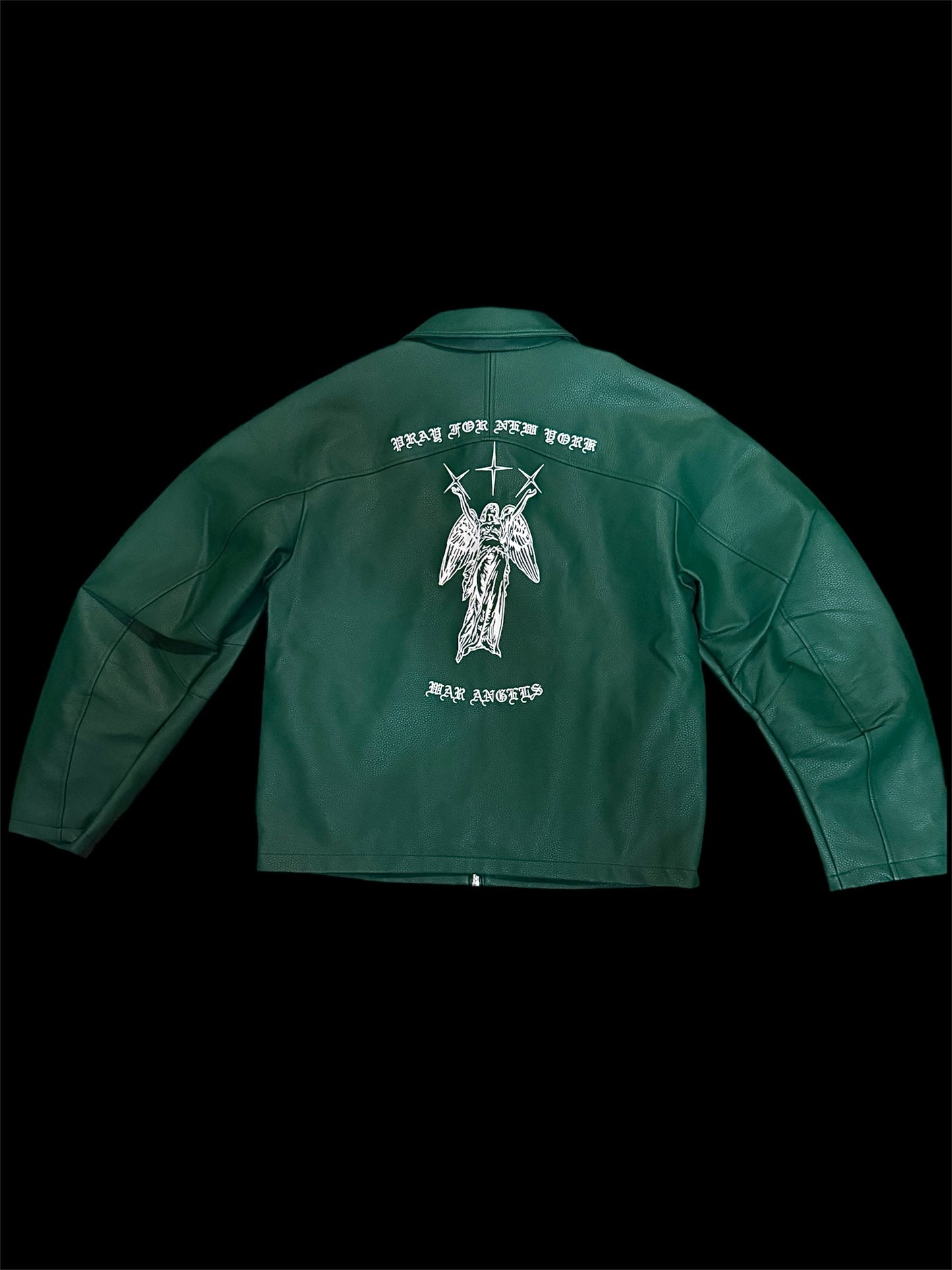 PFNY WAR ANGELS GREEN LEATHER JACKET